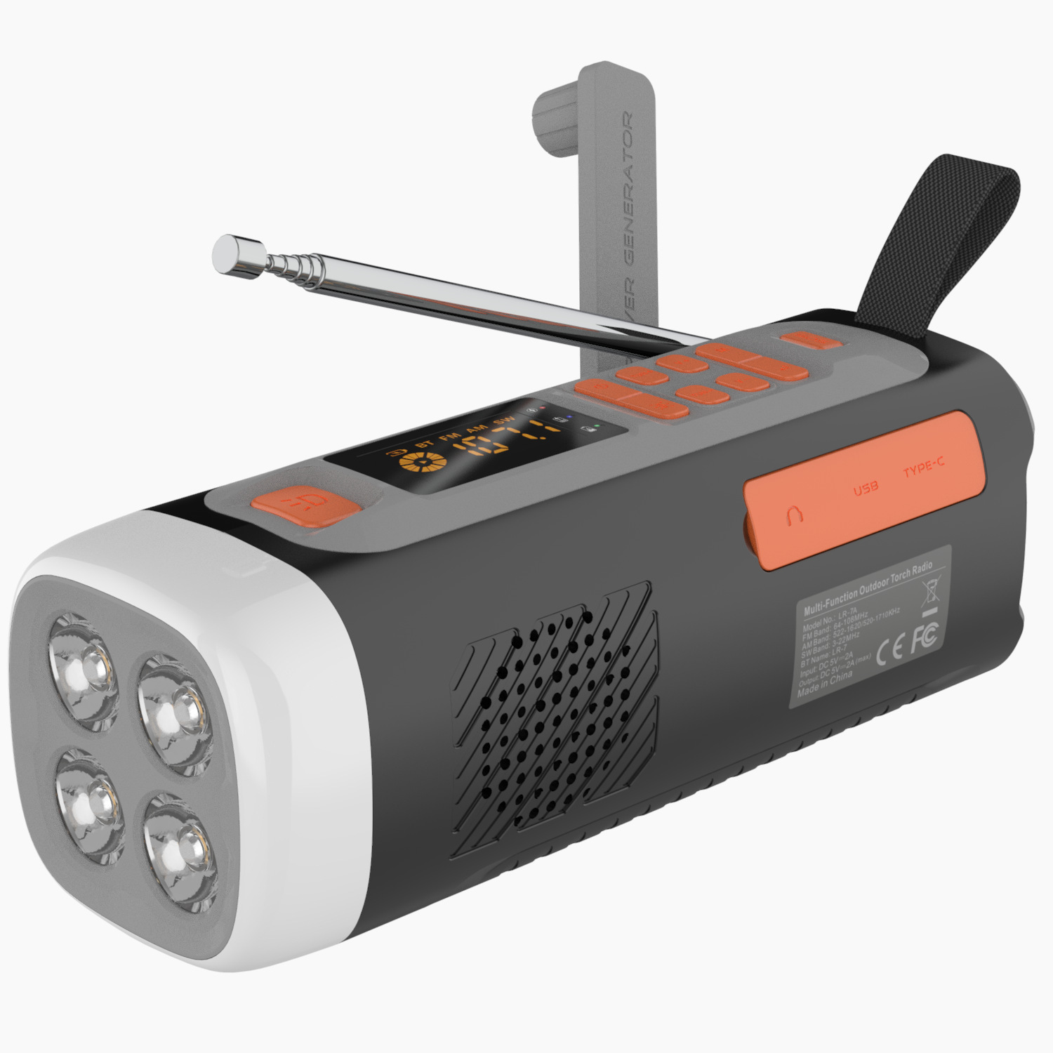 Emergency radio, crank radio, solar radio, outdoor radio; Applicated for both outdoor or indoor even emergency usage; There are 3 ways powered.